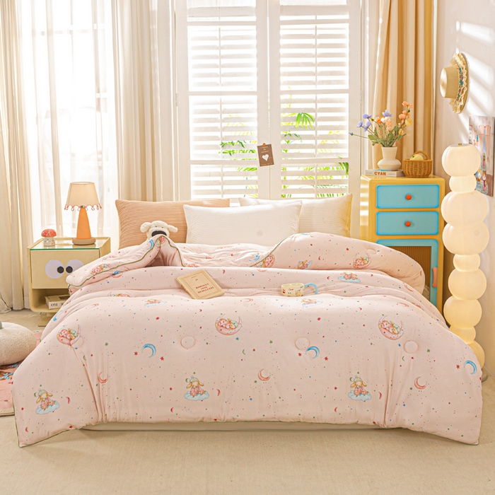 91家纺网 家纺一手货源 找家纺 恋之巢家纺 2025新款莫代尔针织大豆蛋白被子被芯 软糖月光兔