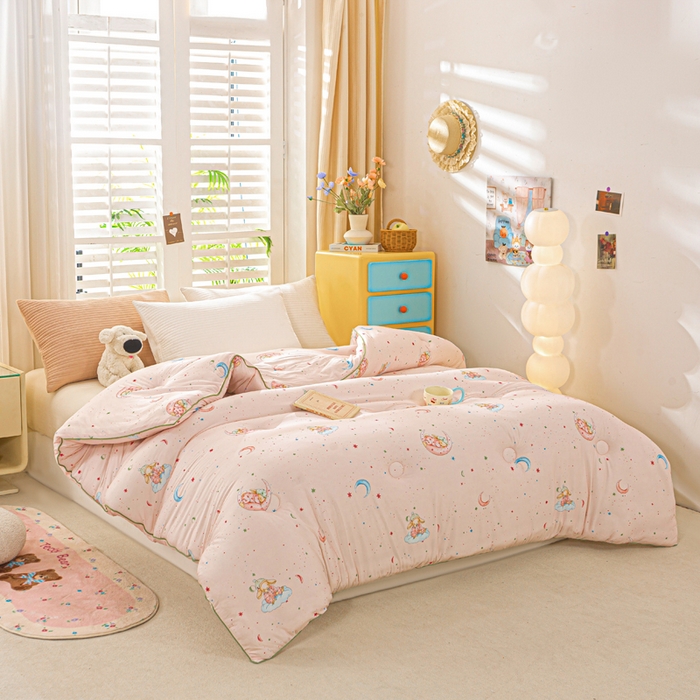 91家纺网 家纺一手货源 找家纺 恋之巢家纺 2025新款莫代尔针织大豆蛋白被子被芯 软糖月光兔