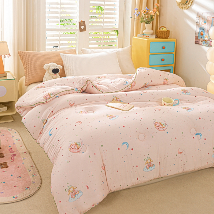 91家纺网 家纺一手货源 找家纺 恋之巢家纺 2025新款莫代尔针织大豆蛋白被子被芯 软糖月光兔