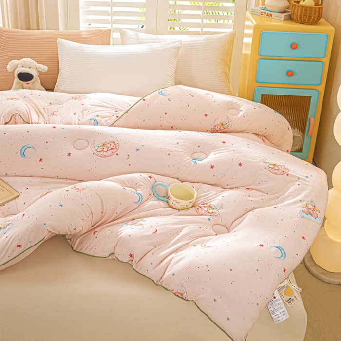 91家纺网 家纺一手货源 找家纺 恋之巢家纺 2025新款莫代尔针织大豆蛋白被子被芯 软糖月光兔