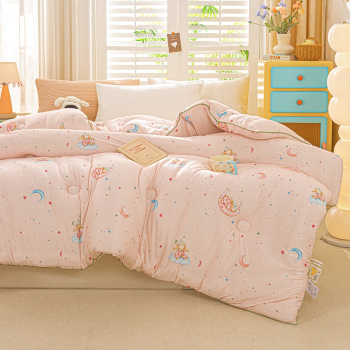 91家纺网 家纺一手货源 找家纺 恋之巢家纺 2025新款莫代尔针织大豆蛋白被子被芯 软糖月光兔