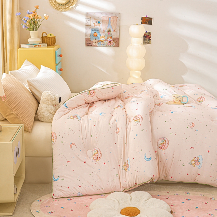 91家纺网 家纺一手货源 找家纺 恋之巢家纺 2025新款莫代尔针织大豆蛋白被子被芯 软糖月光兔