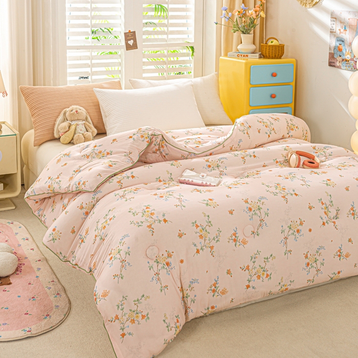 91家纺网 家纺一手货源 找家纺 恋之巢家纺 2025新款莫代尔针织大豆蛋白被子被芯 夕颜