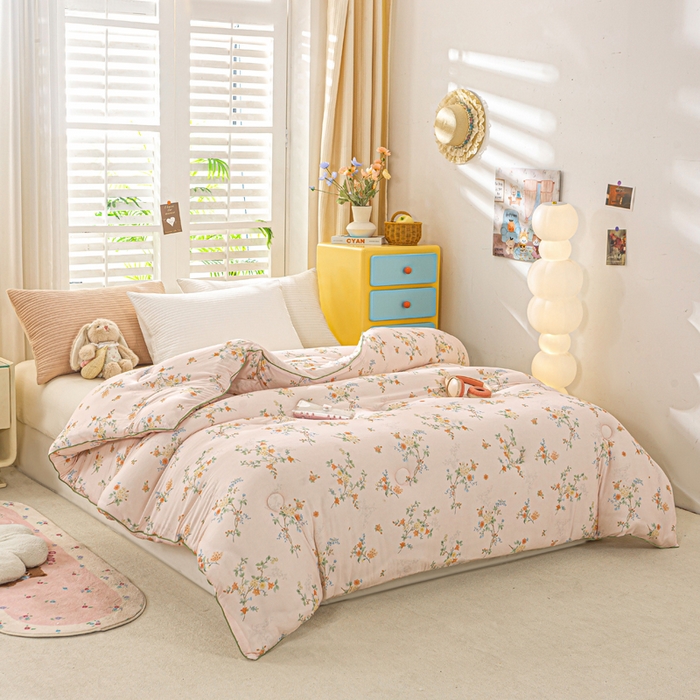 91家纺网 家纺一手货源 找家纺 恋之巢家纺 2025新款莫代尔针织大豆蛋白被子被芯 夕颜