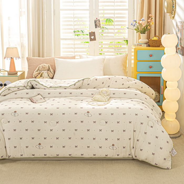 91家纺网 家纺一手货源 找家纺 恋之巢家纺 2025新款莫代尔针织大豆蛋白被子被芯 小家碧玉