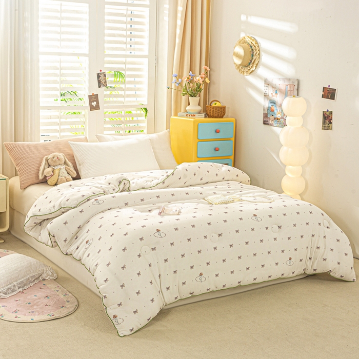 91家纺网 家纺一手货源 找家纺 恋之巢家纺 2025新款莫代尔针织大豆蛋白被子被芯 小家碧玉