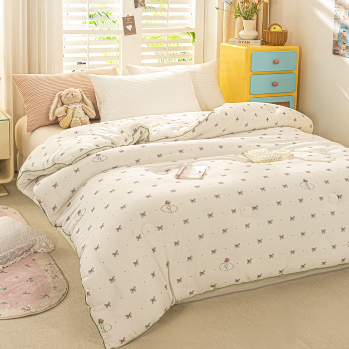 91家纺网 家纺一手货源 找家纺 恋之巢家纺 2025新款莫代尔针织大豆蛋白被子被芯 小家碧玉