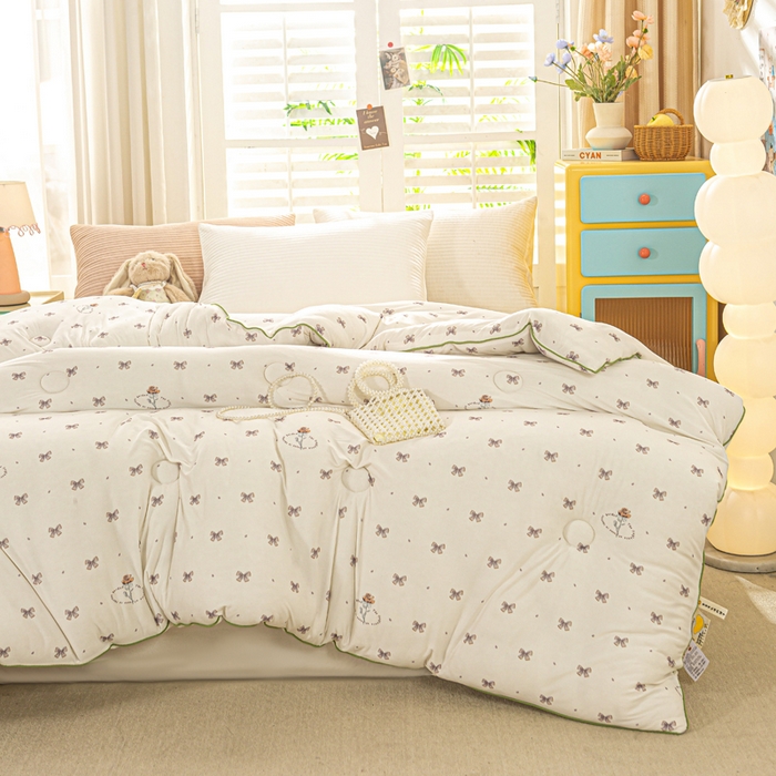 91家纺网 家纺一手货源 找家纺 恋之巢家纺 2025新款莫代尔针织大豆蛋白被子被芯 小家碧玉