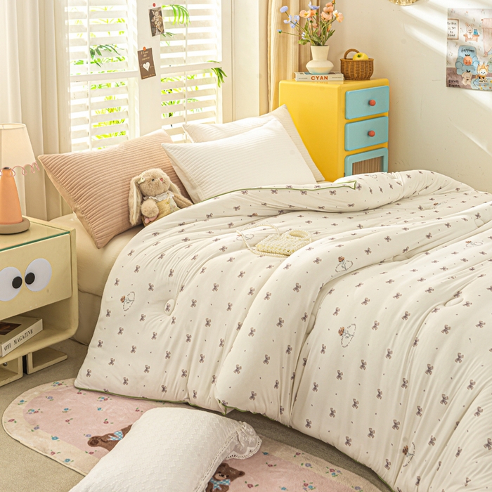 91家纺网 家纺一手货源 找家纺 恋之巢家纺 2025新款莫代尔针织大豆蛋白被子被芯 小家碧玉