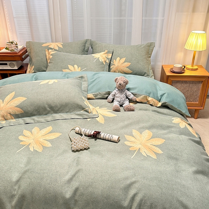 91家纺网 家纺一手货源 找家纺 卡普二店 2025新款全棉纯棉磨毛加厚单品系列-被套单件单被套 枫叶絮