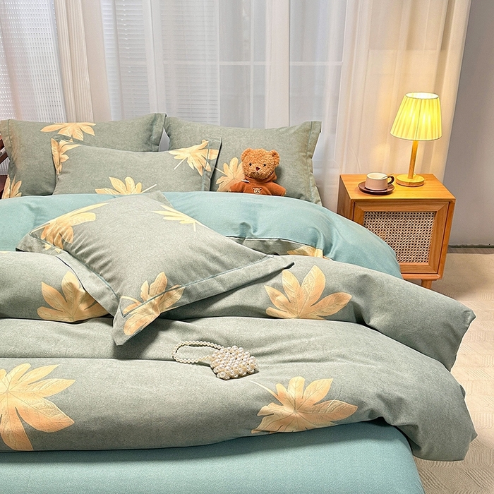 91家纺网 家纺一手货源 找家纺 卡普二店 2025新款全棉纯棉磨毛加厚单品系列-被套单件单被套 枫叶絮