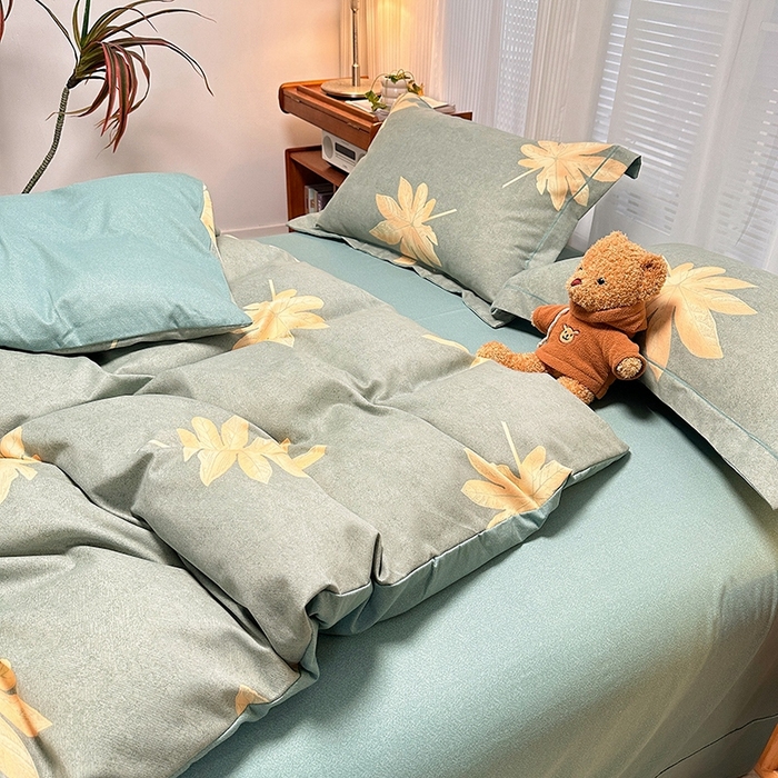 91家纺网 家纺一手货源 找家纺 卡普二店 2025新款全棉纯棉磨毛加厚单品系列-被套单件单被套 枫叶絮