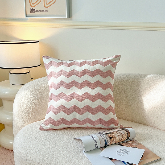 91家纺网 家纺一手货源 找家纺 （总）诺可 2025新款全棉抱枕外贸跨境电商直播纯色几何系列-粉色