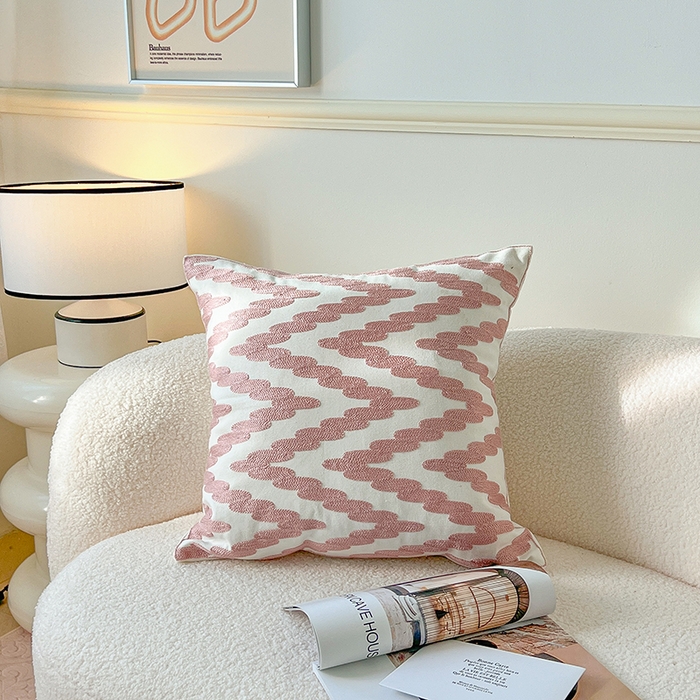91家纺网 家纺一手货源 找家纺 （总）诺可 2025新款全棉抱枕外贸跨境电商直播纯色几何系列-粉色