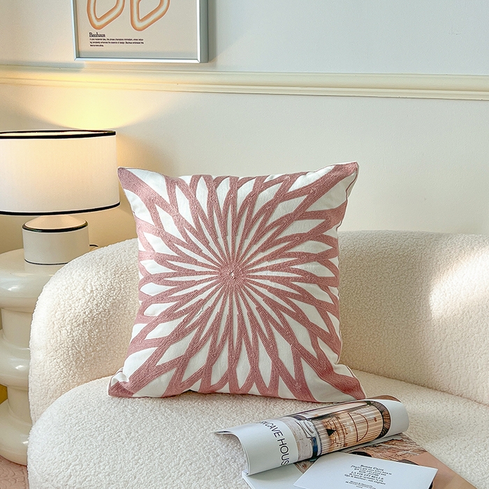 91家纺网 家纺一手货源 找家纺 （总）诺可 2025新款全棉抱枕外贸跨境电商直播纯色几何系列-粉色