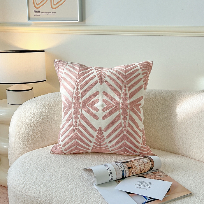 91家纺网 家纺一手货源 找家纺 （总）诺可 2025新款全棉抱枕外贸跨境电商直播纯色几何系列-粉色