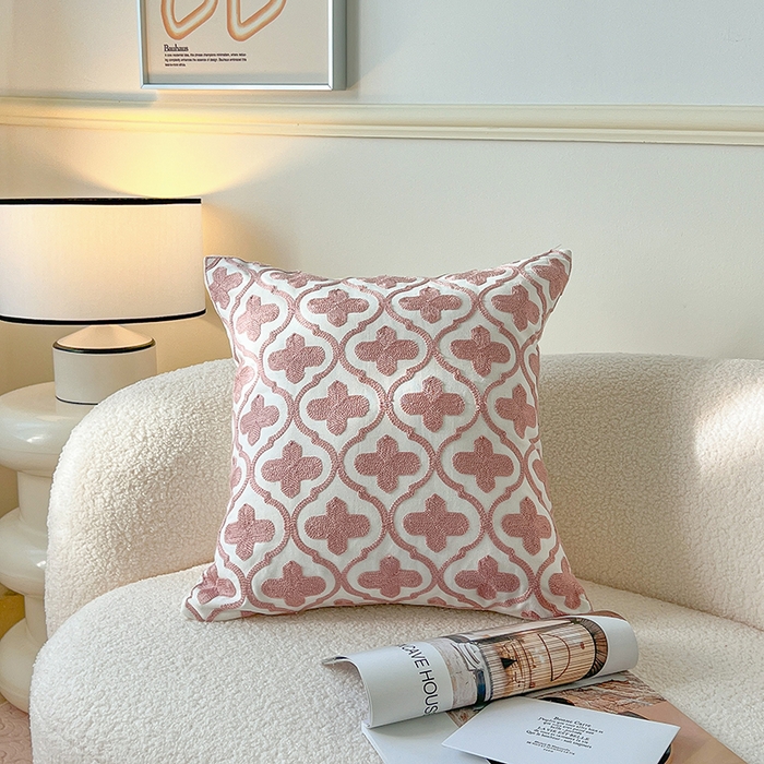 91家纺网 家纺一手货源 找家纺 （总）诺可 2025新款全棉抱枕外贸跨境电商直播纯色几何系列-粉色