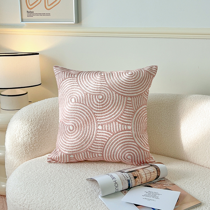 91家纺网 家纺一手货源 找家纺 （总）诺可 2025新款全棉抱枕外贸跨境电商直播纯色几何系列-粉色