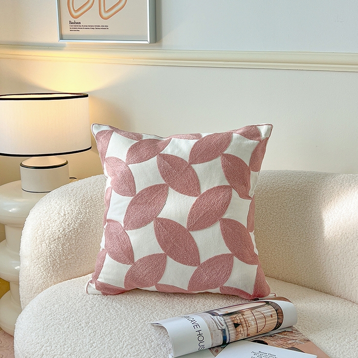 91家纺网 家纺一手货源 找家纺 （总）诺可 2025新款全棉抱枕外贸跨境电商直播纯色几何系列-粉色