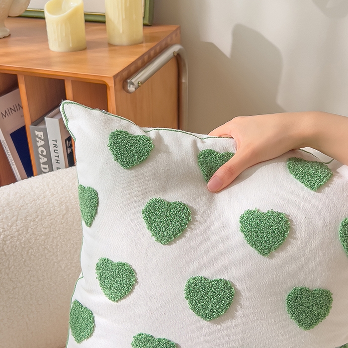 91家纺网 家纺一手货源 找家纺 （总）诺可 2025新款全棉毛巾绣抱枕外贸跨境电商直播纯色几何系列-绿色