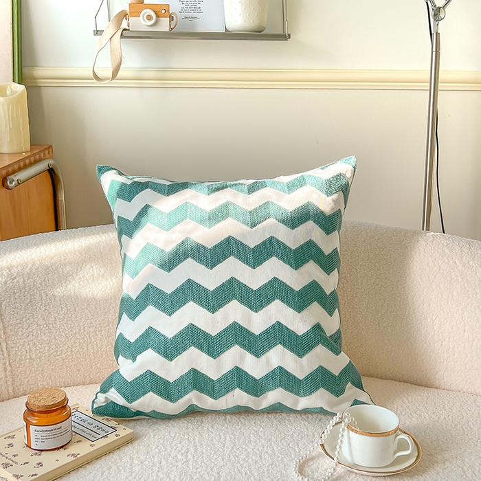 91家纺网 家纺一手货源 找家纺 （总）诺可 2025新款全棉毛巾绣抱枕外贸跨境电商直播纯色几何系列-绿色