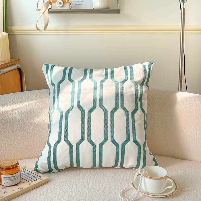 91家纺网 家纺一手货源 找家纺 （总）诺可 2025新款全棉毛巾绣抱枕外贸跨境电商直播纯色几何系列-绿色