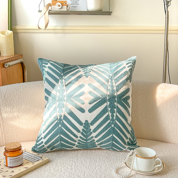 91家纺网 家纺一手货源 找家纺 （总）诺可 2025新款全棉毛巾绣抱枕外贸跨境电商直播纯色几何系列-绿色