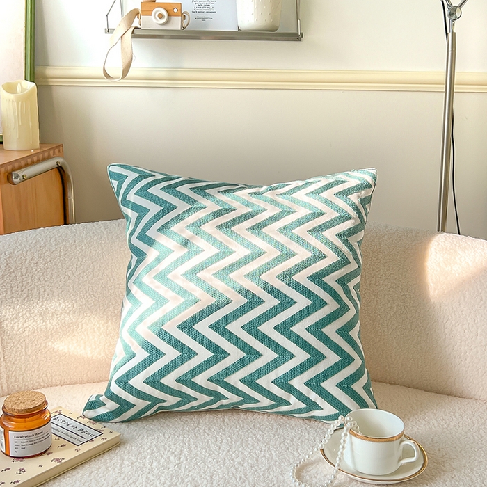 91家纺网 家纺一手货源 找家纺 （总）诺可 2025新款全棉毛巾绣抱枕外贸跨境电商直播纯色几何系列-绿色