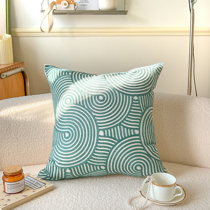 91家纺网 家纺一手货源 找家纺 （总）诺可 2025新款全棉毛巾绣抱枕外贸跨境电商直播纯色几何系列-绿色