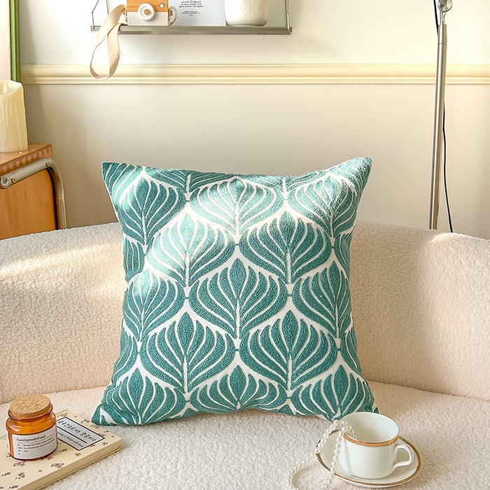 91家纺网 家纺一手货源 找家纺 （总）诺可 2025新款全棉毛巾绣抱枕外贸跨境电商直播纯色几何系列-绿色