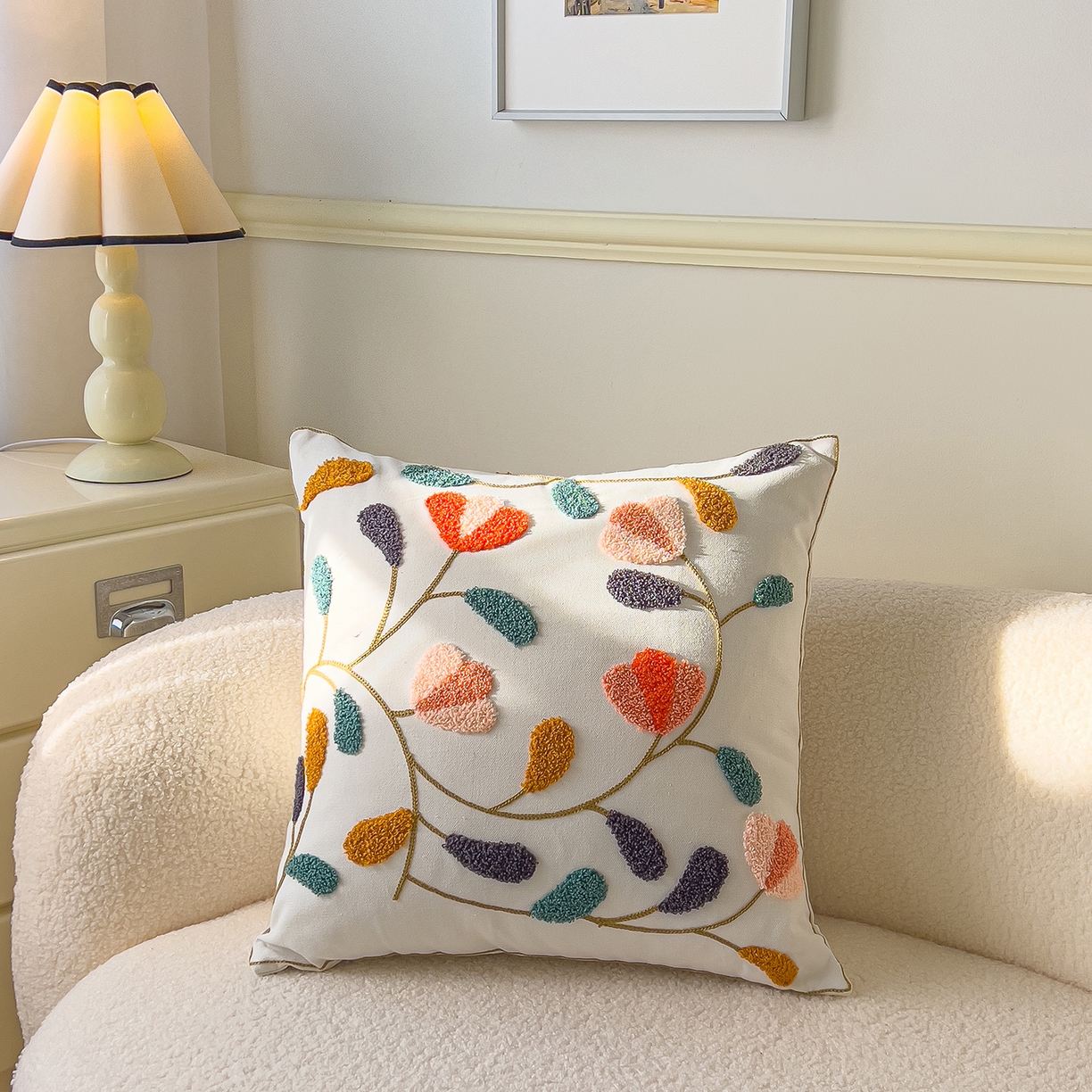 91家纺网 家纺一手货源 找家纺 （总）诺可 2025新款全棉毛巾绣抱枕跨境花物语系列