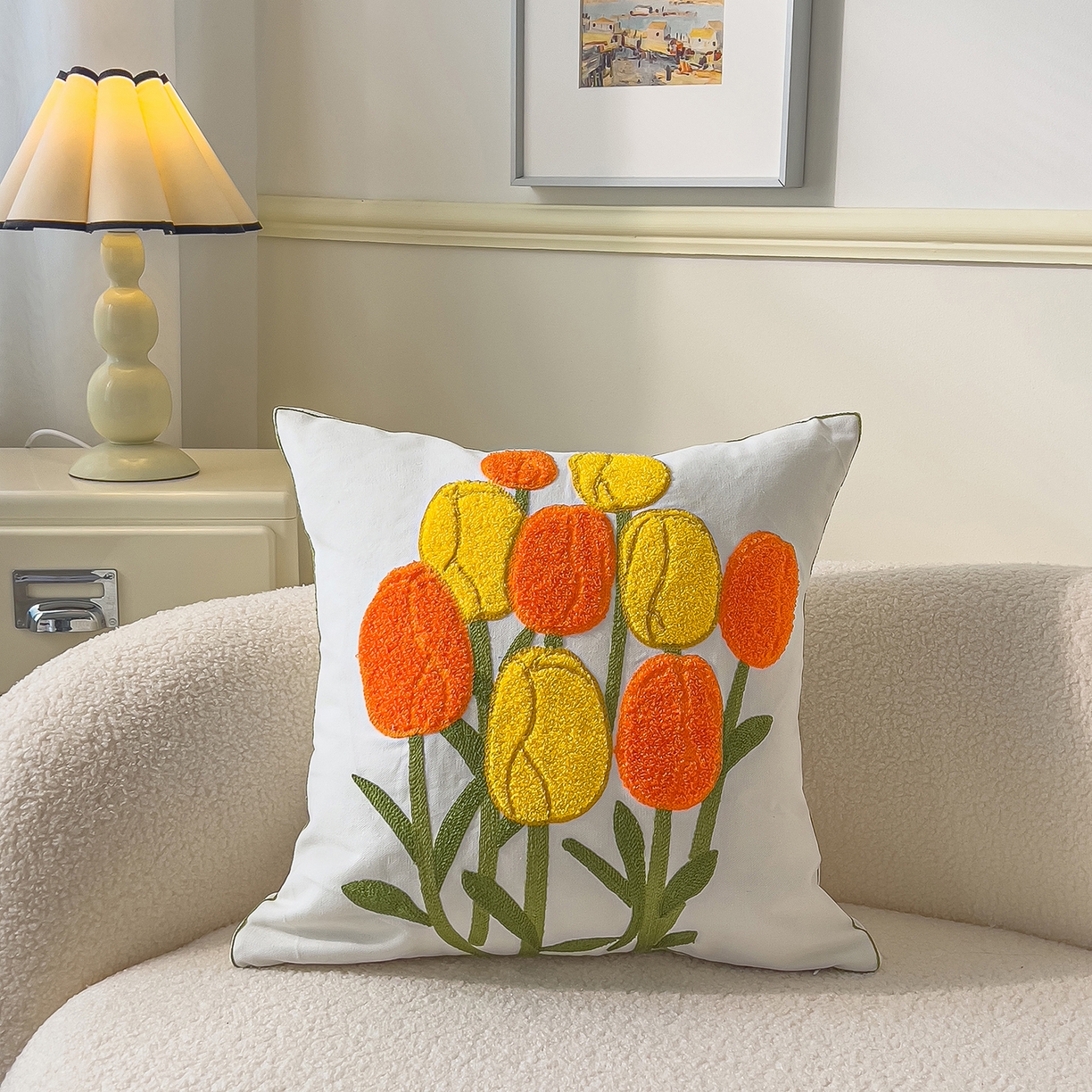 91家纺网 家纺一手货源 找家纺 （总）诺可 2025新款全棉毛巾绣抱枕跨境花物语系列