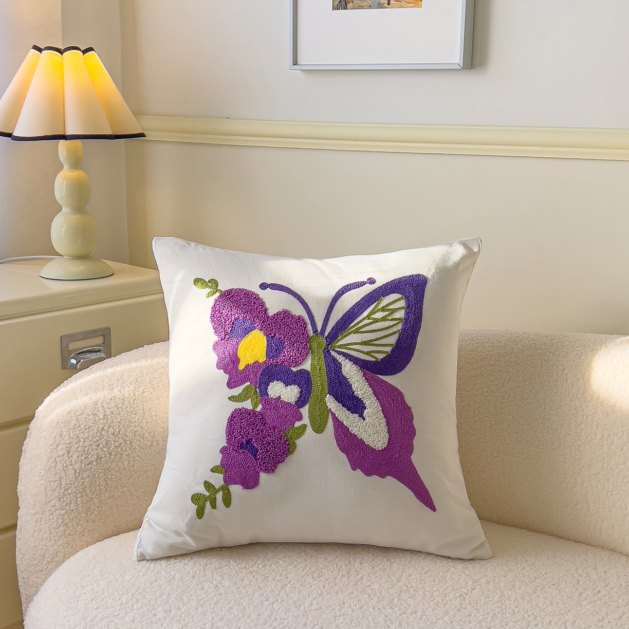 91家纺网 家纺一手货源 找家纺 （总）诺可 2025新款全棉毛巾绣抱枕跨境花物语系列