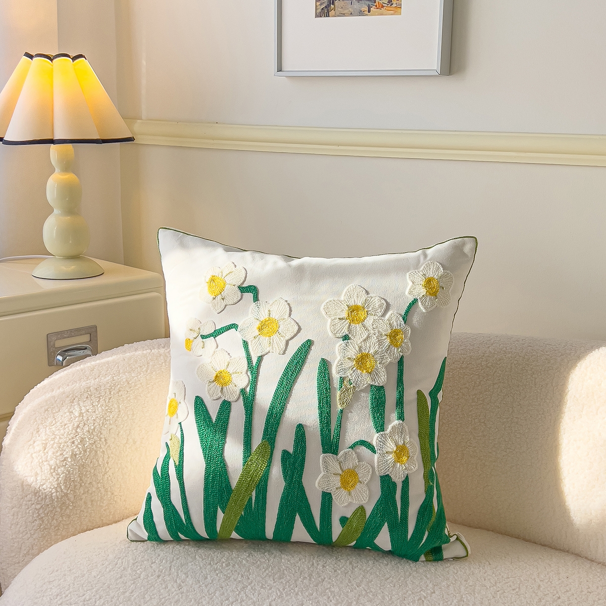 诺可 2025新款全棉毛巾绣抱枕跨境花物语系列 岚山