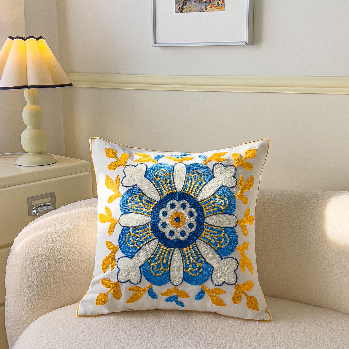 诺可 2025新款全棉毛巾绣抱枕跨境花物语系列 林礼