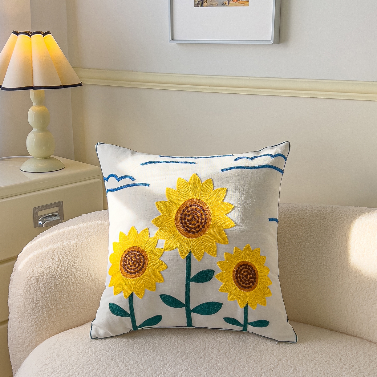 诺可 2025新款全棉毛巾绣抱枕跨境花物语系列 星葵