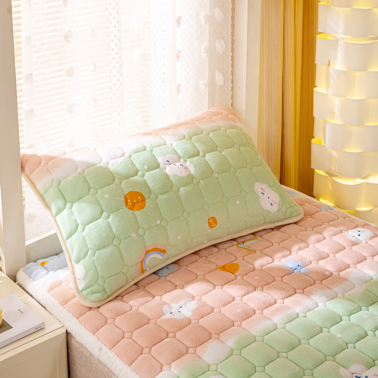 91家纺网 家纺一手货源 找家纺 眠势力 2025新款牛奶绒学生床宿舍床垫夹棉加厚床褥子秋冬季保暖床护垫 晴天