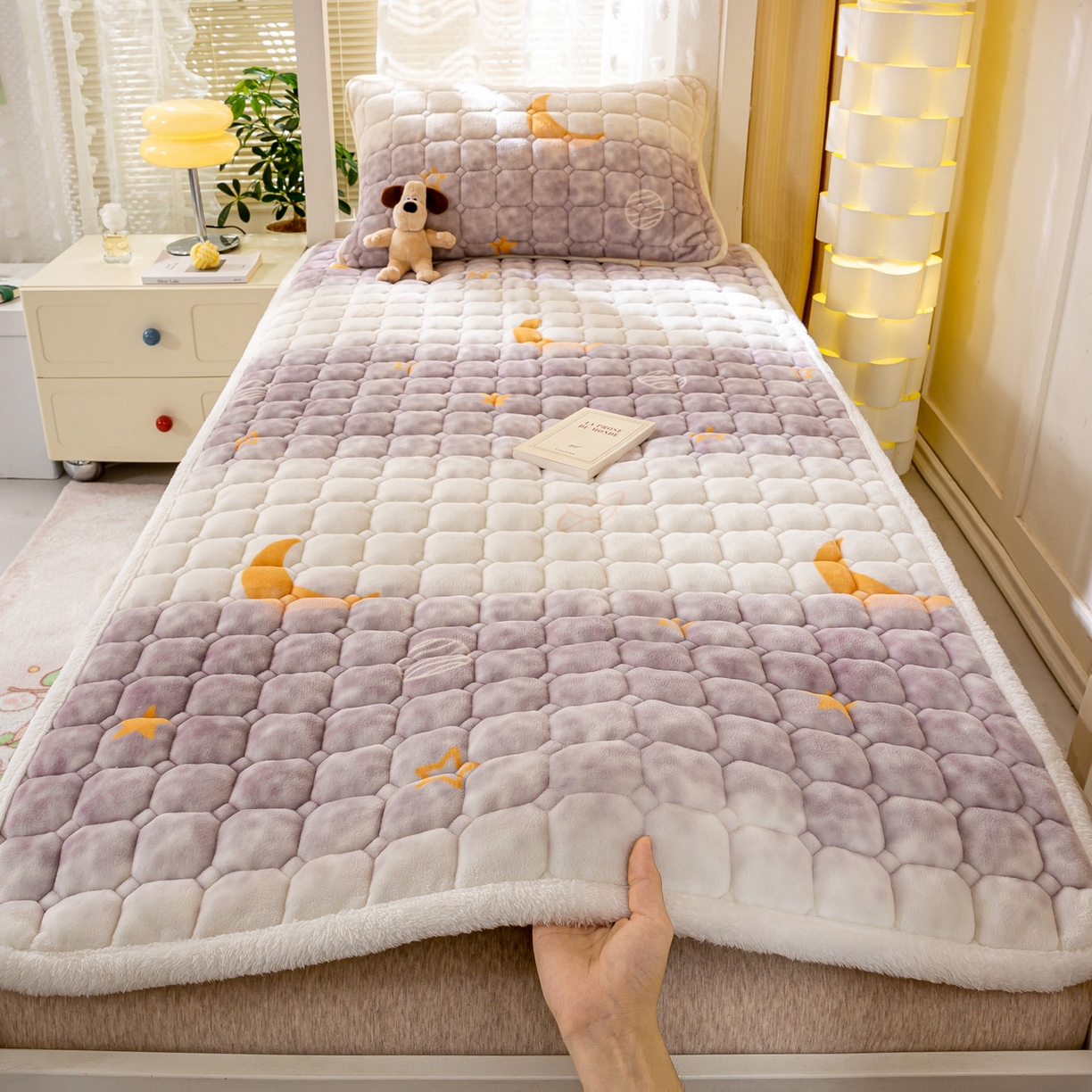眠势力 2025新款牛奶绒学生床宿舍床垫夹棉加厚床褥子秋冬季保暖床护垫 梦幻星空