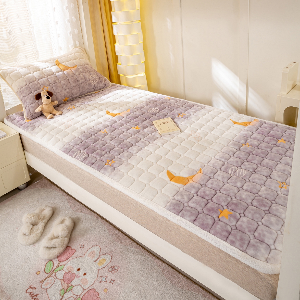 91家纺网 家纺一手货源 找家纺 眠势力 2025新款牛奶绒学生床宿舍床垫夹棉加厚床褥子秋冬季保暖床护垫 梦幻星空