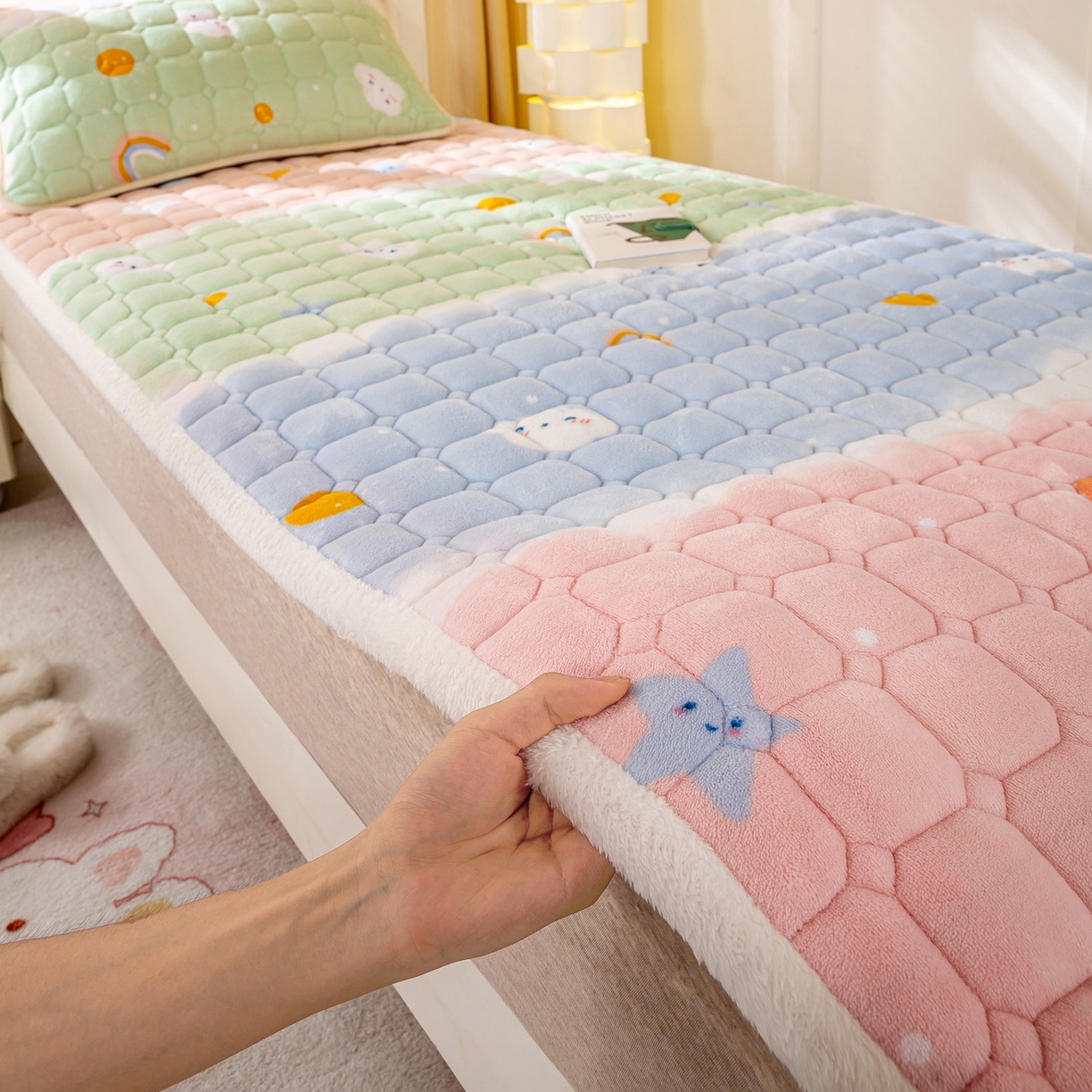 91家纺网 家纺一手货源 找家纺 眠势力 2025新款牛奶绒学生床宿舍床垫夹棉加厚床褥子秋冬季保暖床护垫 晴天