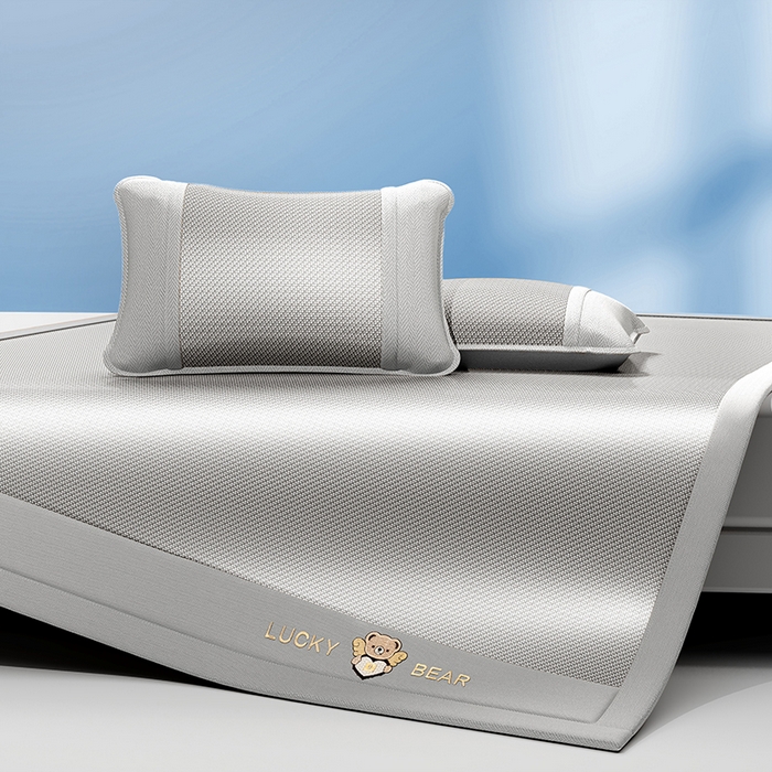 91家纺网 家纺一手货源 找家纺 缦吉 2025款冰藤系列冰丝藤席凉席席子-天使熊 天使银熊