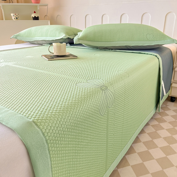 91家纺网 家纺一手货源 找家纺 缦吉 2025款中分子冰豆豆凉席席子-几何蝶 几何蝶-绿色