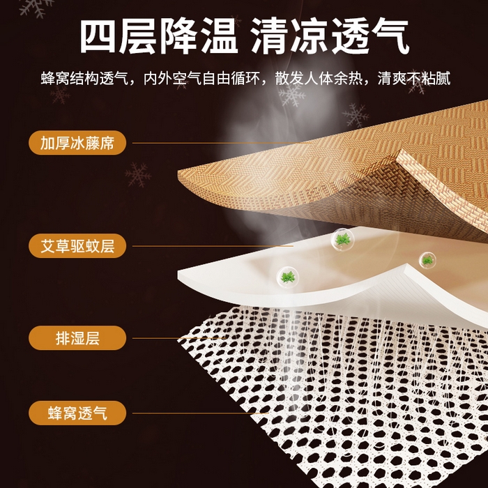 91家纺网 家纺一手货源 找家纺 （总）缦吉 2025款舒适好眠艾草冰藤席凉席子