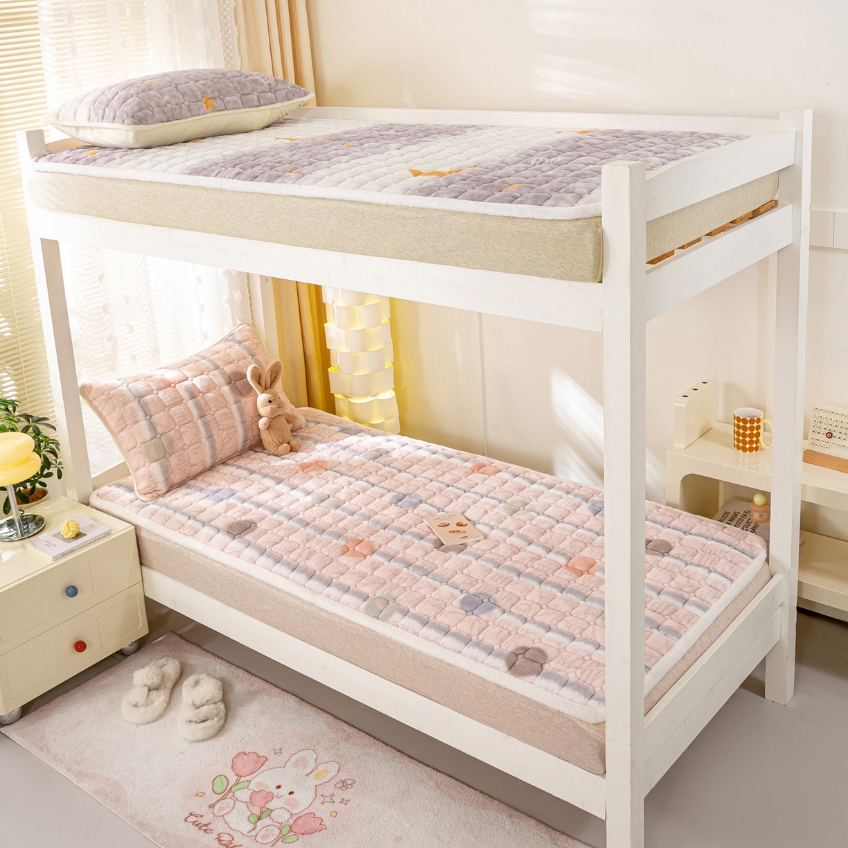 91家纺网 家纺一手货源 找家纺 眠势力 2025新款牛奶绒学生床宿舍床垫夹棉加厚床褥子秋冬季保暖床护垫 圆圆圈圈