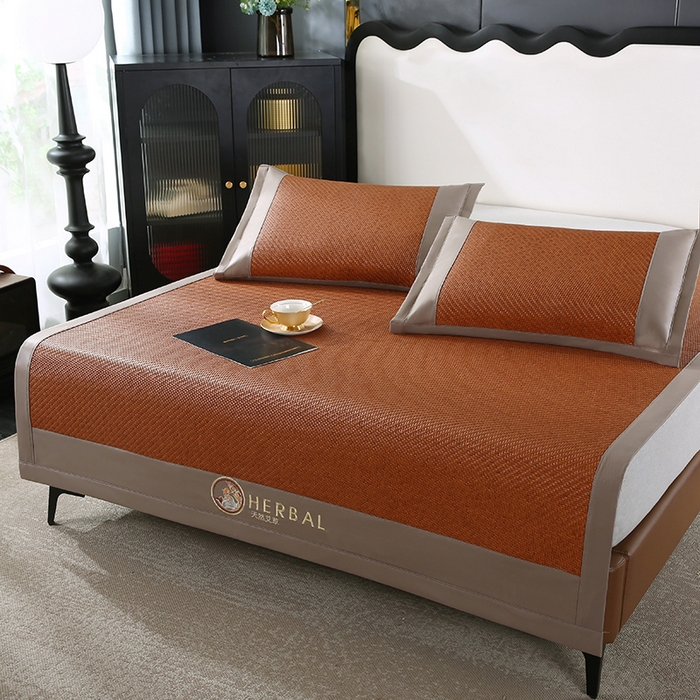 91家纺网 家纺一手货源 找家纺 （总）缦吉 2025款PE冷感加厚刺绣款藤席凉席席子