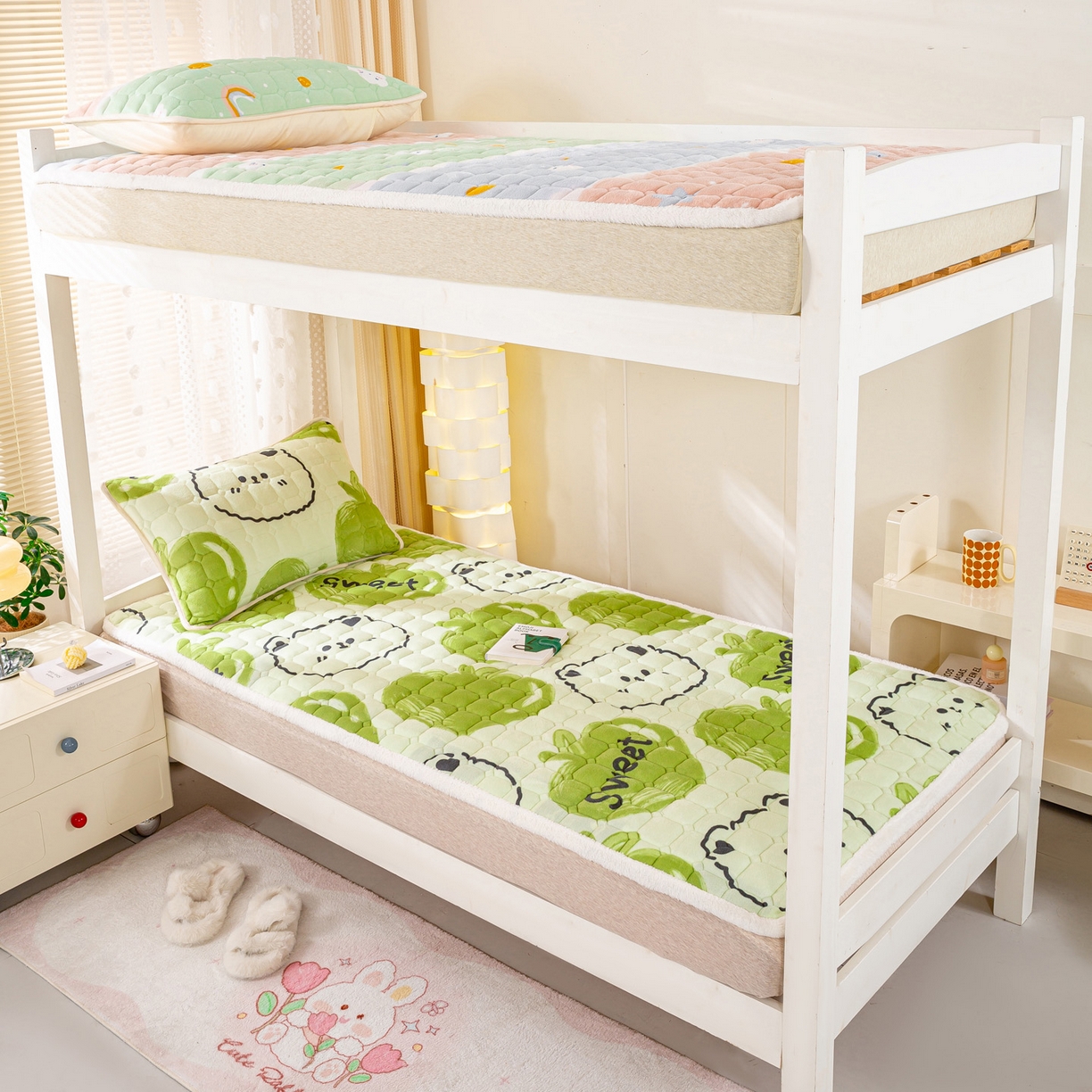 91家纺网 家纺一手货源 找家纺 眠势力 2025新款牛奶绒学生床宿舍床垫夹棉加厚床褥子秋冬季保暖床护垫 泡泡熊