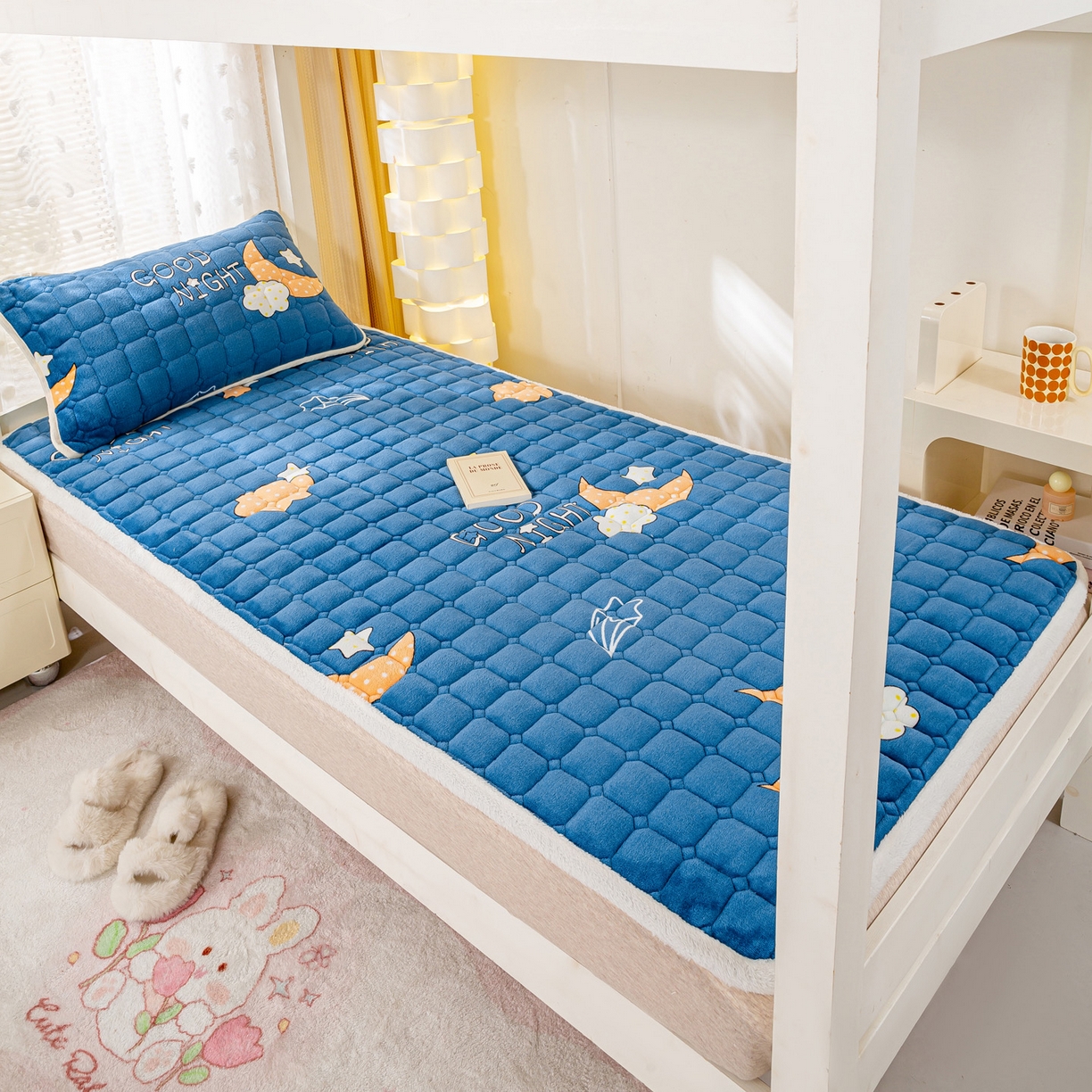 91家纺网 家纺一手货源 找家纺 眠势力 2025新款牛奶绒学生床宿舍床垫夹棉加厚床褥子秋冬季保暖床护垫 晚安