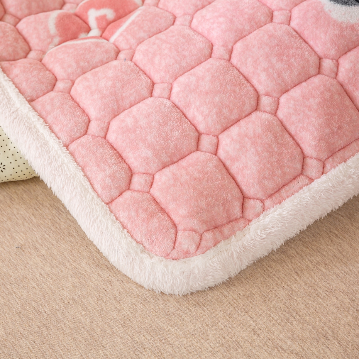 91家纺网 家纺一手货源 找家纺 眠势力 2025新款牛奶绒学生床宿舍床垫夹棉加厚床褥子秋冬季保暖床护垫 音符小熊