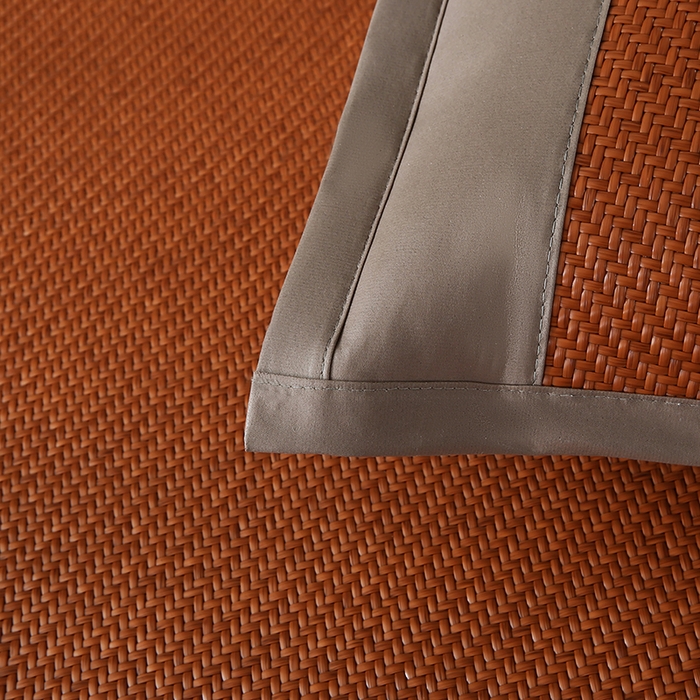 91家纺网 家纺一手货源 找家纺 缦吉 2025款PE冷感加厚刺绣款藤席凉席席子 PE藤席-浅咖