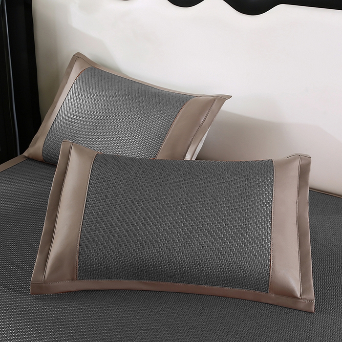 91家纺网 家纺一手货源 找家纺 缦吉 2025款PE冷感加厚刺绣款藤席凉席席子 PE藤席-深灰